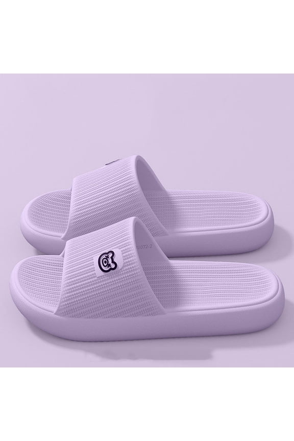Womens Purple Cute Bear EVA Slide Sandals - Lightweight Anti-Slip Pool Shower Shoes,Size 38-39
