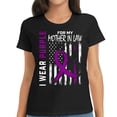 thumbnail image 1 of Womens Purple Mother In Law Pancreatic Cancer Awareness USA Flag T-Shirt Black 2X-Large, 1 of 3