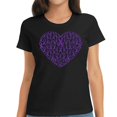 thumbnail image 1 of Womens Purple Ribbon Heart Pancreatic Cancer Awareness Warrior T-Shirt Black 2X-Large, 1 of 5