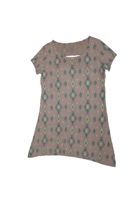 Womens Purple Turquoise & White Diamond Sleep Shirt Slit Back Nightgown 2X