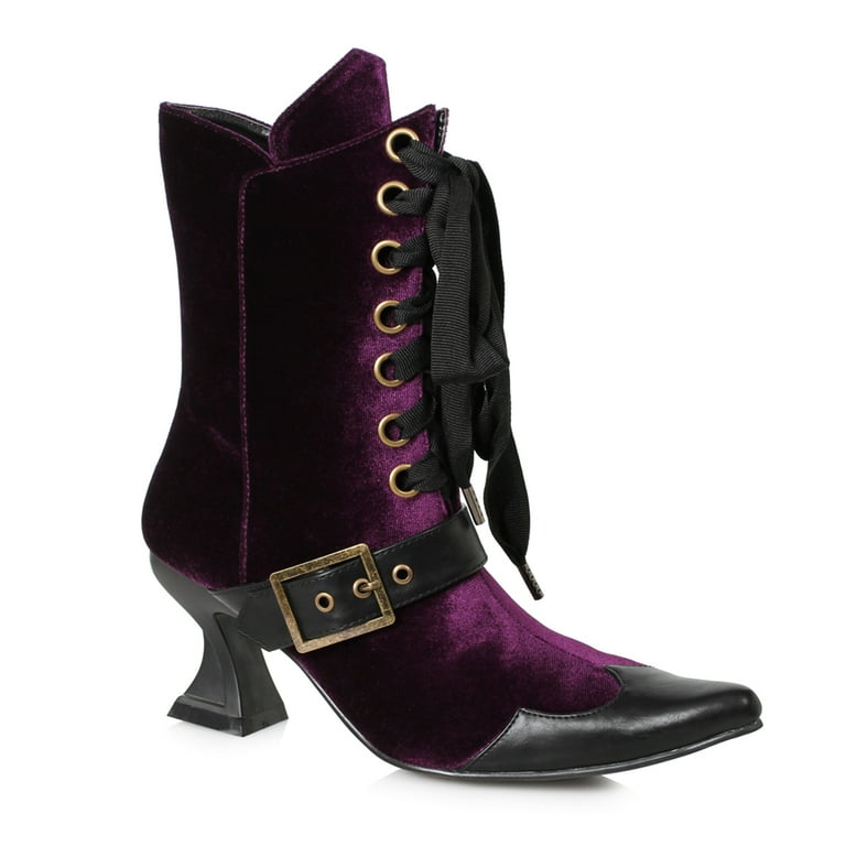 purple velvet ankle boots