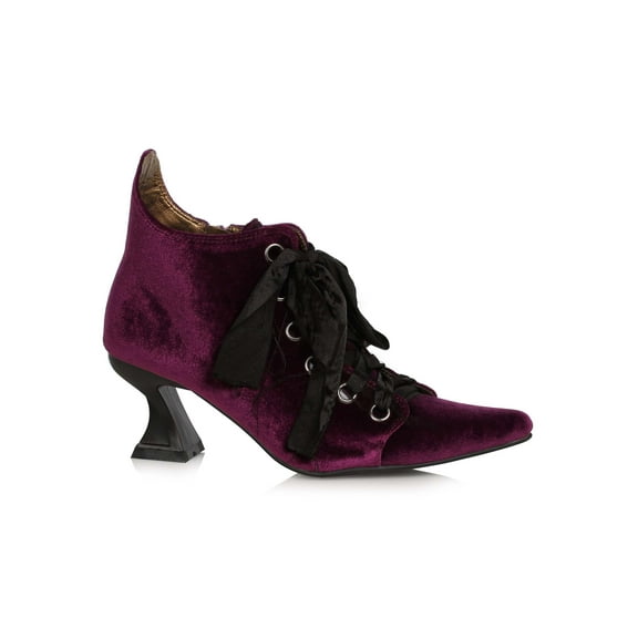 Womens Purple Velvet Witch Bootie