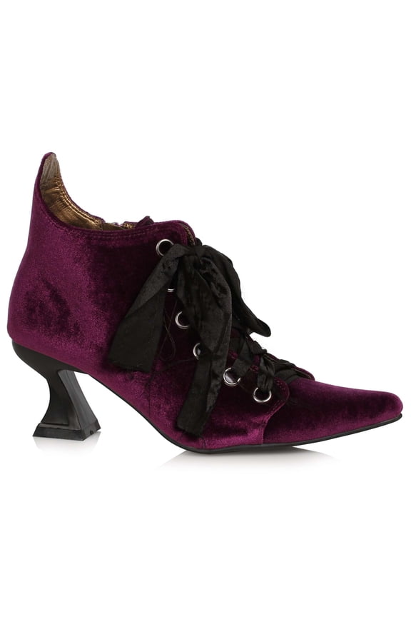 Womens Purple Velvet Witch Bootie