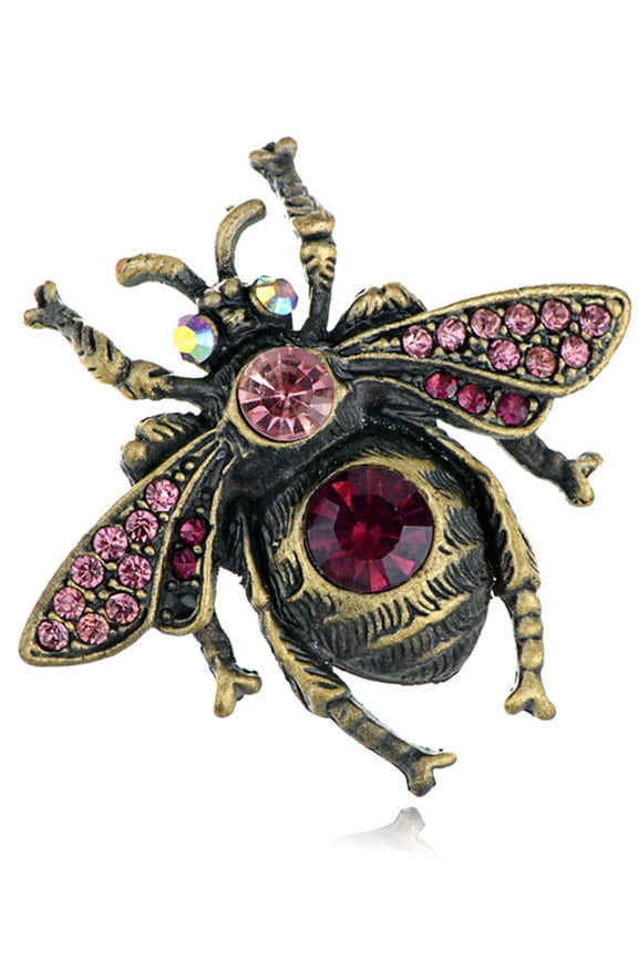 Womens Purple Violet Czech Stylish Rhinestone Housefly Bee Fashion Pin Brooch