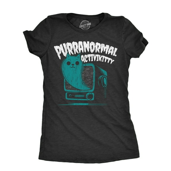 Womens Purranormal Activikitty T Shirt Funny Spooky Halloween Ghost Kitten Lovers Joke Tee for Ladies Womens Graphic Tees