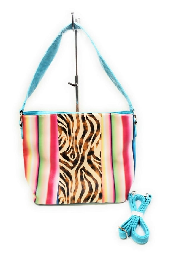 Womens Purse Zebra Serape Messenger Bag Aztec Tiger Stripes Crossbody Shoulder Bag Blue