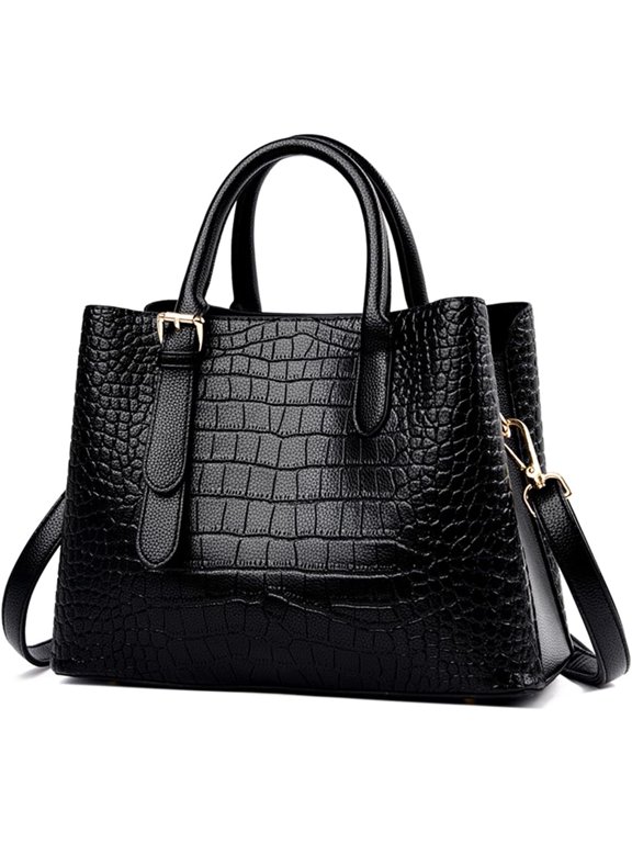 Womens Purses and Handbags Top Handle Crocodile Pattern Leather Satchel Shoulder Bag Messenger Crossbody Tote Bags for Ladies