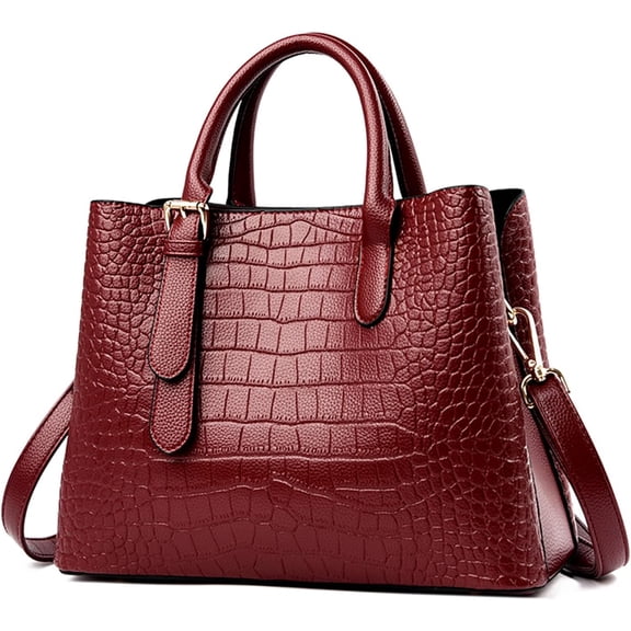 Womens Purses and Handbags Top Handle Crocodile Pattern Leather Satchel Shoulder Bag Messenger Crossbody Tote Bags for Ladies