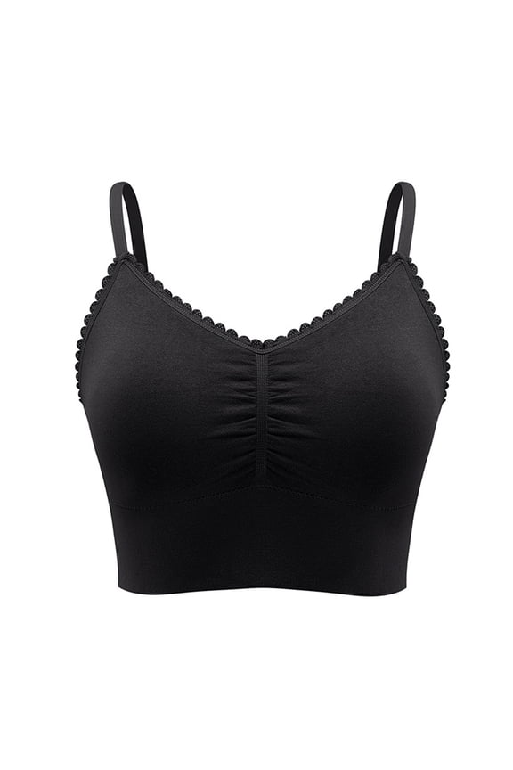 Womens Push Up Bralettes, Lace Bralette for Women Spaghetti Strap Tank Top V Neck Slim Basic Camisoles Full Coverage XL-5XL