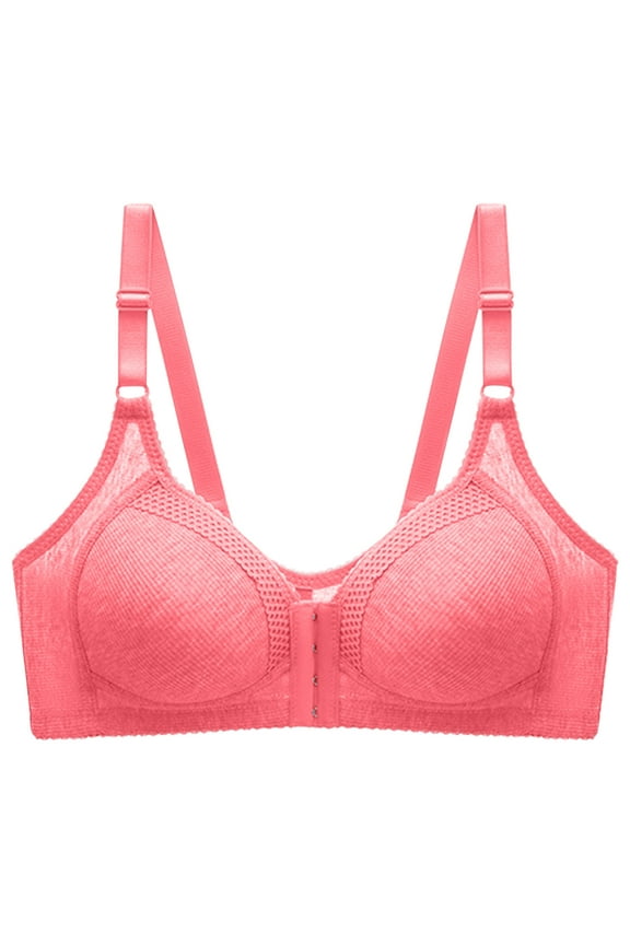 Womens Push Up Bras, Womens Plus Size Full Coverage Front Closure Posture Back Unpadded Wireless Double Support Minimizer Bra M-3XL