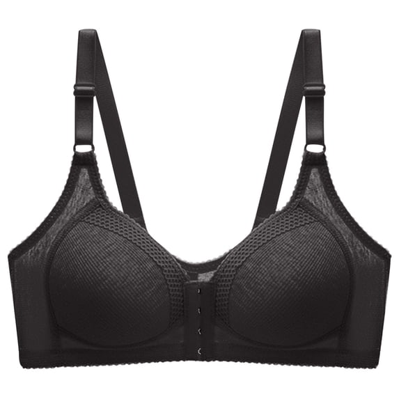 Womens Push Up Bras, Womens Plus Size Full Coverage Front Closure Posture Back Unpadded Wireless Double Support Minimizer Bra M-3XL Womens Bras Clearance under $5