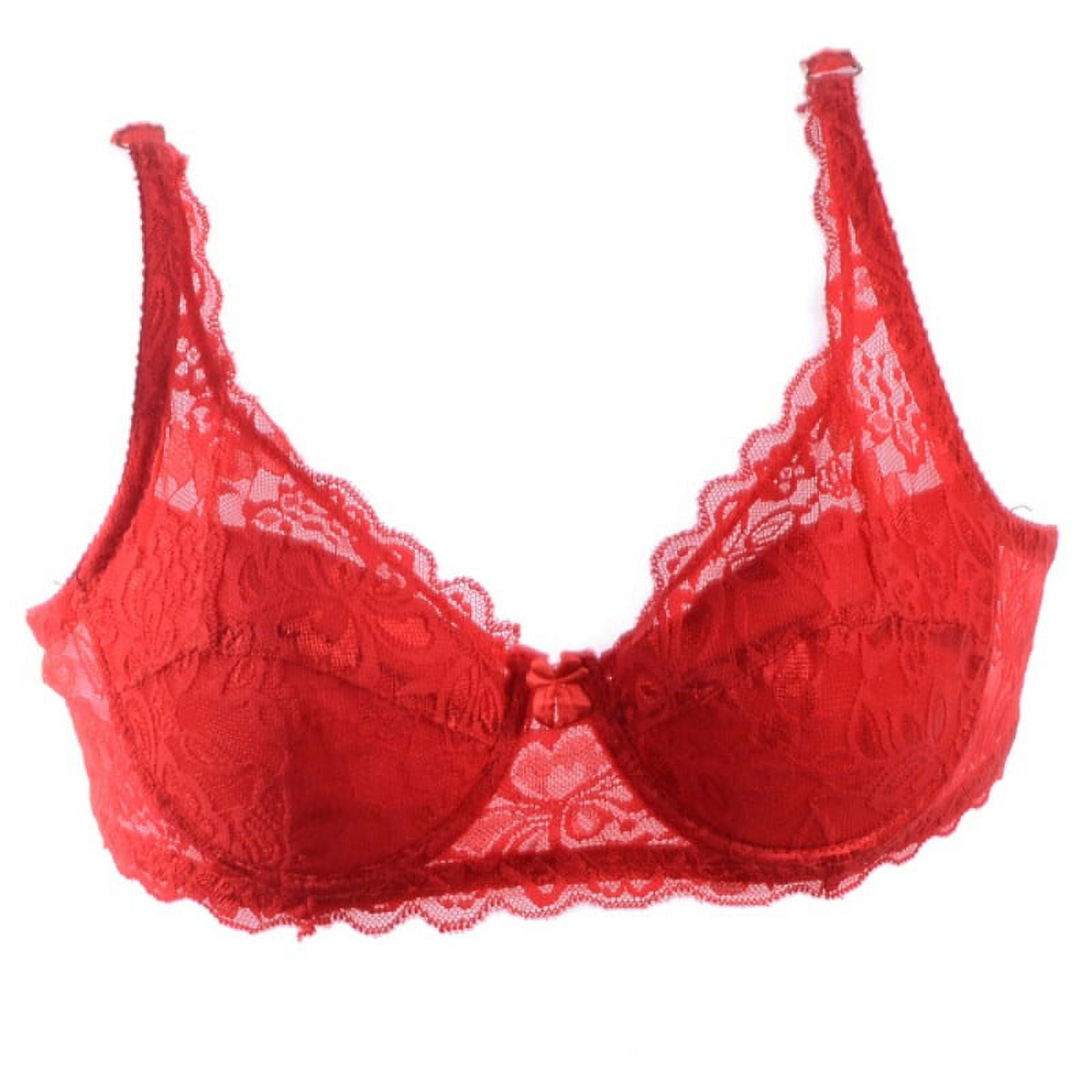 Womens Push Up Lace Bra Comfort Padded Underwire Bra Lift Up 5/8 Cup ...
