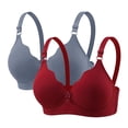 thumbnail image 1 of Womens Push-Up Wireless Bras 2 Pack Supportive Full Coverage Bralettes Old Women Sparkly T-Shirts Underwear Multicolor, 40/90B, 1 of 7