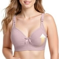 thumbnail image 1 of Womens Push up Bras Plus Size Light Lined Wire-Free Brassiere Bow Ruched Full Coverage Everyday Underwear, 44/100BC Pink, 1 of 7