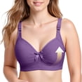 thumbnail image 1 of Womens Push up Bras Plus Size Light Lined Wire-Free Brassiere Bow Ruched Full Coverage Everyday Underwear, 46/105BC Purple, 1 of 7