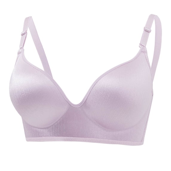 Womens Push up T-Shirt Bras Full Cover Wireless Supportive Bra Seamless Everyday Bralettes Push up Bralette Purple M