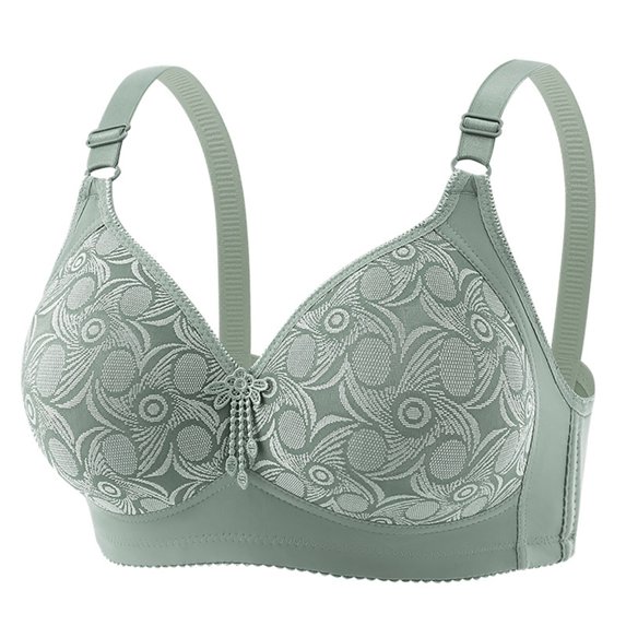 Womens Push up Wireless Bra Full Cover Padded Bralette Plus Size Adjustable Strap Comfortable Support T-Shirt Bras Green S