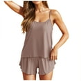 thumbnail image 1 of Womens Pyjamas, Super Soft 2 Piece Short Pjs Sets Camisole and Shorts Sweetness Cami Sets Sleepwear Loungewear with Straps Khaki L, 1 of 5