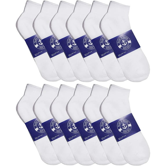 Womens Quarter Ankle Socks, Cotton, Ankle Sock, Donation Homeless, Lightweight Bulk (12 Pairs Womens White)