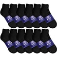thumbnail image 1 of Womens Quarter Ankle Socks, Cotton, Cheap Value Ankle Sock, Donation Homeless, Lightweight Bulk (12 Pairs Womens Black), 1 of 4