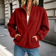 thumbnail image 1 of Womens Quarter Zip Pullover Oversized Corduroy Jacket Fll Winter Casual Sweatshirt Hoodies with Pockets M, 1 of 8
