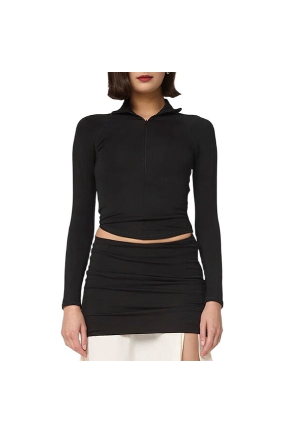 Womens Quarter Zip Pullover - Performance 1/4 Zipper Mock Neck Sweatshirt - Athletic Quarter Zip Pullover Women Black S