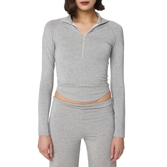 Womens Quarter Zip Pullover - Performance 1/4 Zipper Mock Neck Sweatshirt - Athletic Quarter Zip Pullover Women Gray M