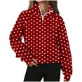 thumbnail image 1 of Womens Quarter Zip Sweatshirts 2026 Trendy Polka Dot Long Sleeve Stand Collar Tops Loose Fit Casual Spring Outfits, 1 of 5