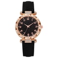 thumbnail image 1 of Womens Quartz Wrist Watch Fashion Rhinestone Bezel Watch Round Starry Dial Watch Leather Strap Dress Watch, 1 of 3