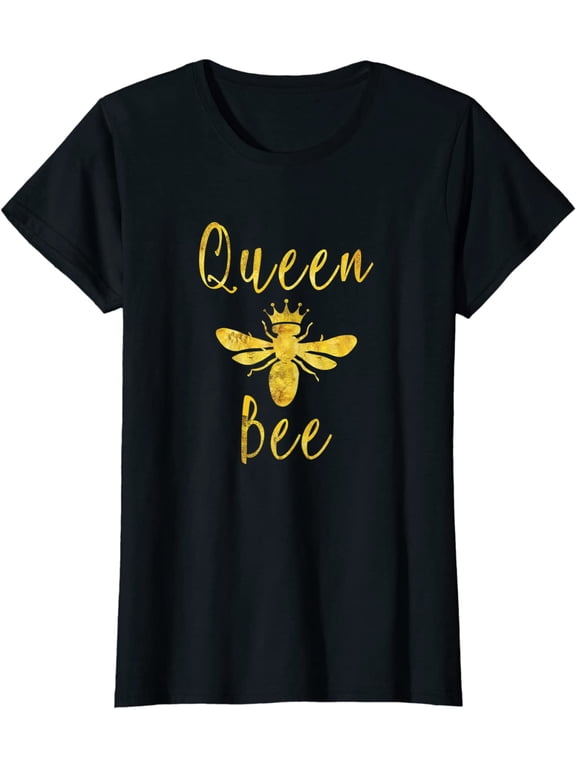 Womens Queen Bee Crown For Women Wives Mothers Bumble Bee T-Shirt
