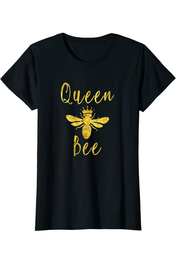 Womens Queen Bee Crown For Women Wives Mothers Bumble Bee T-Shirt