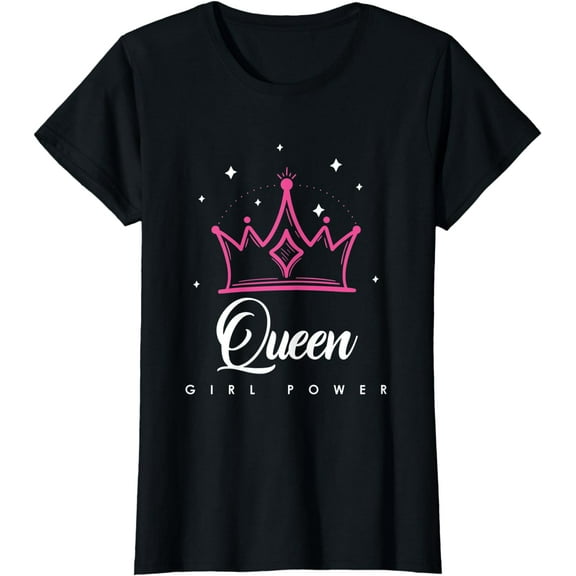 Womens Queen Girl Power | Feminism | Women T-Shirt Black Medium