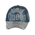 thumbnail image 1 of Womens Queen w/ Crown Stones Distressed Baseball Cap - Light Denim, 1 of 4