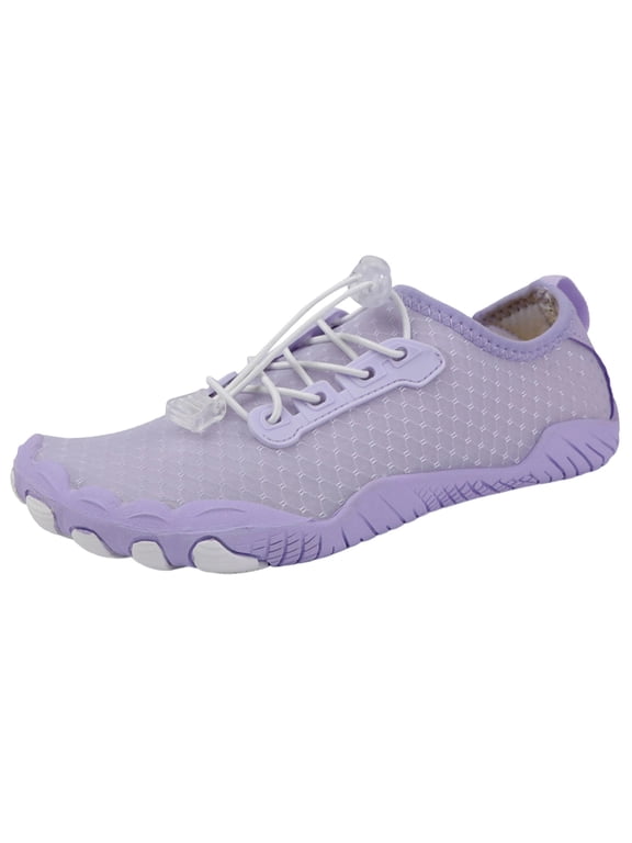 Womens Quick-Dry Barefoot Water Shoes Non-Slip Aqua Socks Adjustable Toe Protection for Beach Swim Kayaking Hiking Pool Yoga Purple,Size 6