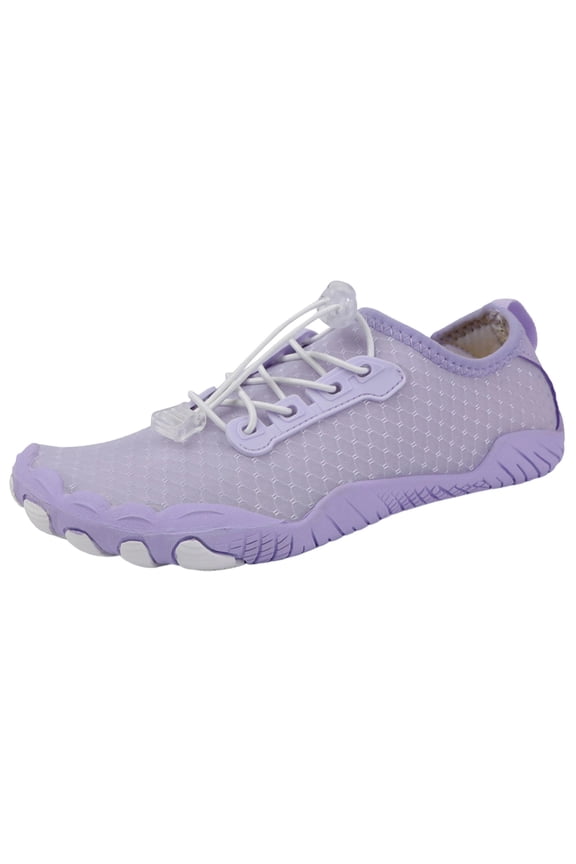 Womens Quick-Dry Barefoot Water Shoes Non-Slip Aqua Socks Adjustable Toe Protection for Beach Swim Kayaking Hiking Pool Yoga Purple,Size 7