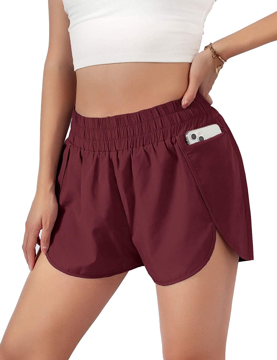 Ladies sports shorts 2025 with pockets