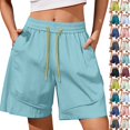 thumbnail image 1 of Womens Quick Dry Shorts High Waist Stretchy Straight Leg Bermuda Shorts with Pockets Casual Summer Athletic Lounge Pants Sky Blue XL, 1 of 6
