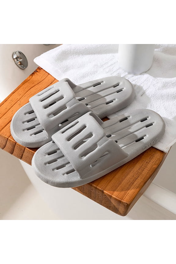 Womens Quick-Dry Shower Slides Ventilated PVC Slippers, Non-Slip Pool & Gym Slides for Beach Bathroom Home, Light Gray,Size 40