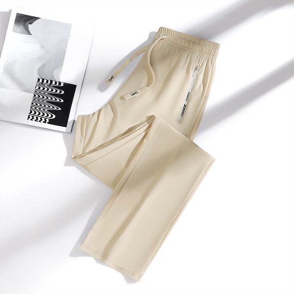 Womens Quick Dry Stretch Active Pants Lightweight Breathable Straight Leg High Rise Pants Spring Summer Beige XL