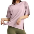 thumbnail image 1 of Womens Quick Dry T-Shirts, Athletic Workout Tops for Women Summer Casual Slimming Fit Solid Color Side Slit Crewneck Short Sleeve Shirts S-XL, 1 of 7