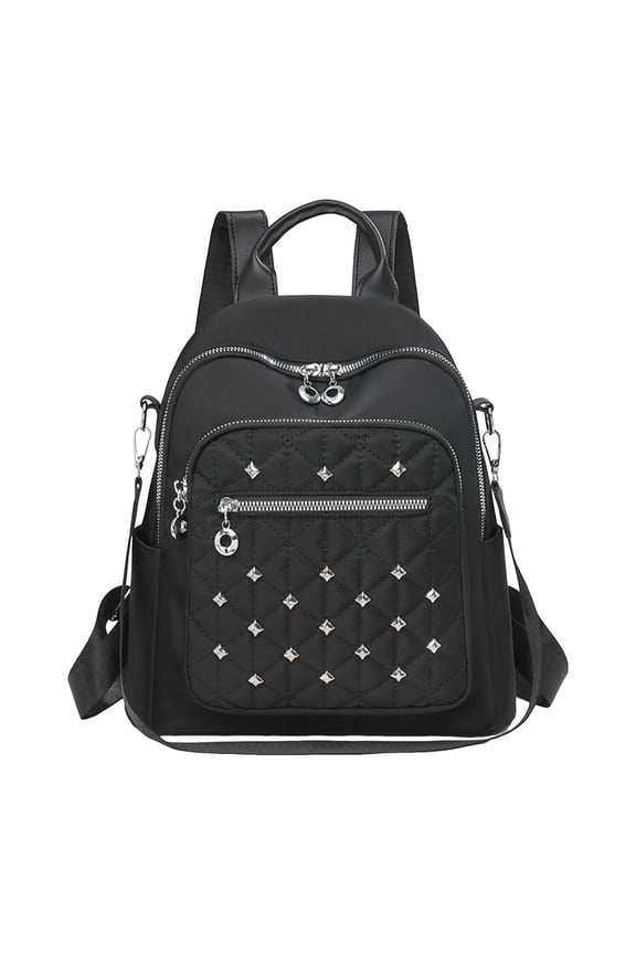 Womens Quilted Convertible Backpack Purse Casual Antitheft Shoulder Rucksack Lightweight Fashion Travel Daypack for Daily Work Outdoor Black
