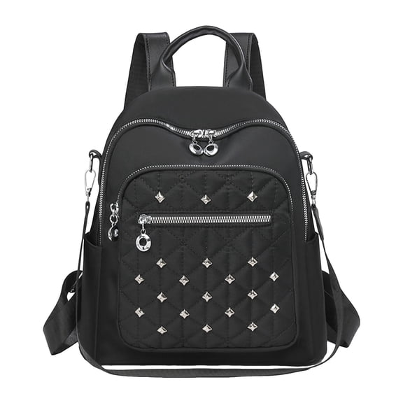 Womens Quilted Convertible Backpack Purse Casual Antitheft Shoulder Rucksack Lightweight Fashion Travel Daypack for Daily Work Outdoor Black