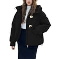 thumbnail image 1 of Womens Quilted Jacket Solid Color Zip Hooded Warm Jacket, Long Sleeve Casual Coat with Dual Pockets, 1 of 8