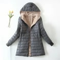 thumbnail image 1 of Womens Quilted Jacket Usmixi Winter Puffer Coat for Women Open Full Zipper Plus Size Plush Lined Hooded Outwear Long Sleeve Casual Solid Lamb Woolen Coat Tops 2023 Coats, 1 of 3