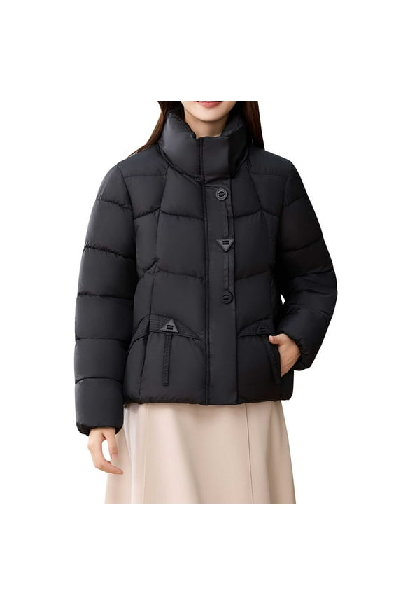 Womens Quilted Jacket, Women's Down Jacket Hooded Winter Lightweight Short Puffer Coats Warm Windproof Ladies Parka M-3XL