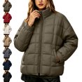 thumbnail image 1 of Womens Quilted Jackets Fall Winter Puffer Jacket Stand Collar Zip Up Lightweight Casual Coats With Pockets, 1 of 8