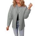 thumbnail image 1 of Womens Quilted Jackets Lightweight Round Neck Button Down Puffer Jackets Coats Padded Outwear with Pockets (Gray 2XL), 1 of 1