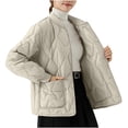 thumbnail image 1 of Womens Quilted Lightweight Jackets Button Causal Padded Jacket Fall Winter Warm Long Sleeve Coats Outwear with Pockets, 1 of 4