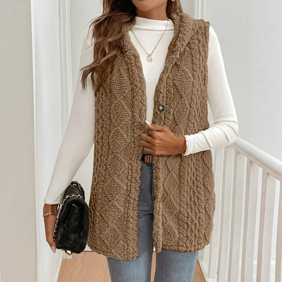 Womens Quilted Long Puffer Vest Jacket Sleeveless Winter Down Coats Waistcoat Women Long Trendy Plain Sleeveless Jacket Lightweight Warm Gilet Coat Outerwear B#024_Brown XL