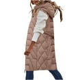 thumbnail image 1 of Womens Quilted Long Puffer Vest Jacket with Hood, Sleeveless Winter Down Coats Waistcoat Casual Warm Parkas Overcoat (X-Large, Coffee), 1 of 6
